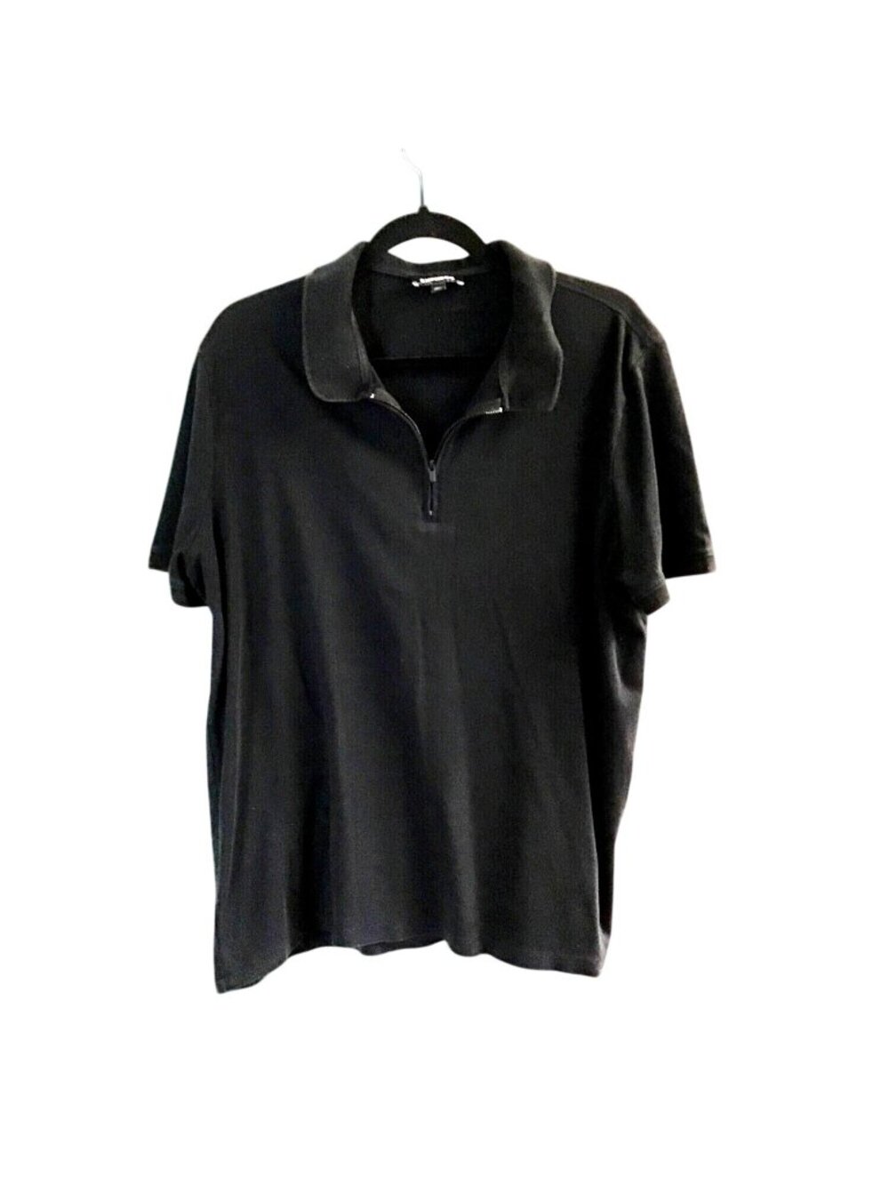 EXPRESS- MENS BLACK COTTON SHORT SLEEVE POLO SHIRT SIZE LARGE